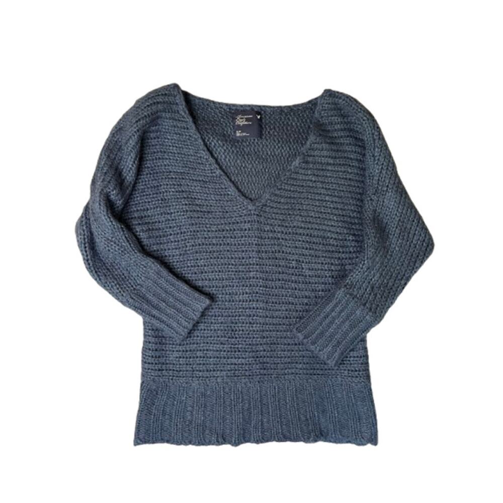 American Eagle blue Outfitters chunky wool blend V-neck S